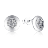 925 Sterling Silver Pave Circular Earrings
