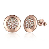 925 Sterling Silver Rose Gold Pave Circular Earrings