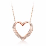 Heart Pendant Necklace Embellished with Crystals from Swarovski - Rose Gold