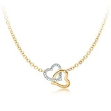 Dual Hearts Pendant Necklace Embellished with Crystals from Swarovski