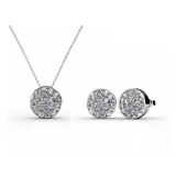 Pave Pendant Necklace & Earrings Set Embellished with Crystals from Swarovski -WG