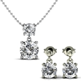 2pc Set Embellished with Crystals from Swarovski - White Gold