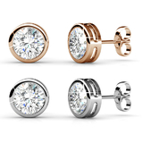 Earring Set w/SwarovskiÂ¨ Crystals - 2 Pairs - Rose Gold / White Gold / Clear