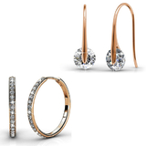 Earring Set w/Swarovski¨ Crystals - 2 Pairs - Rose Gold / Clear