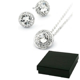 Boxed Rosa 3 pc Set Inc Earrings, Pendant and chain Embellished with Crystals from Swarovski