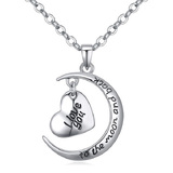 I love you to the moon and back pendant necklace -WG