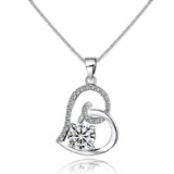 Solid 925 Holding Heart Pendant Necklace