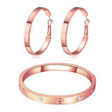 Hoop Earring and Bangle Set Embellished with Crystals from Swarovski -RG