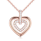 2 Hearts As 1 Pendant Necklace Embellished with Crystals from Swarovski