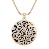 Snow Storm Long Pendant Necklace Embellished with Crystals from Swarovski - Blk/Gold