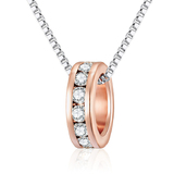 Infinite Love Ring Pendant Necklace Embellished with Crystals from Swarovski -RoseGold