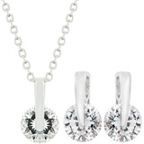 Solitaire drop earrings with matching Tear Drop Pendant 