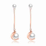 Drop Earrings Elegant Dangle Design - Rose Gold