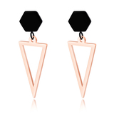 Drop Earrings Elegant Dangle Design - Rose Gold / Black
