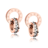 Drop Earrings Roman Numeral - Rose Gold / Clear
