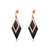 Two-tone diamond drop earrings - Rose Gold / Black