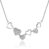 Solid 925 Hearts Pendant Necklace