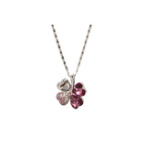 Crystal Lucky Four Leaf Clover Necklace and chain set with Genuine Loose Swarovski  Elements Crystals and coated in 18k white gold