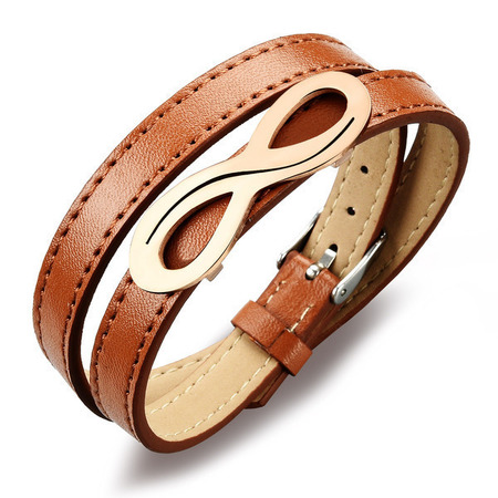 Genuine Leather Infinite Wrap Bracelet | Brown