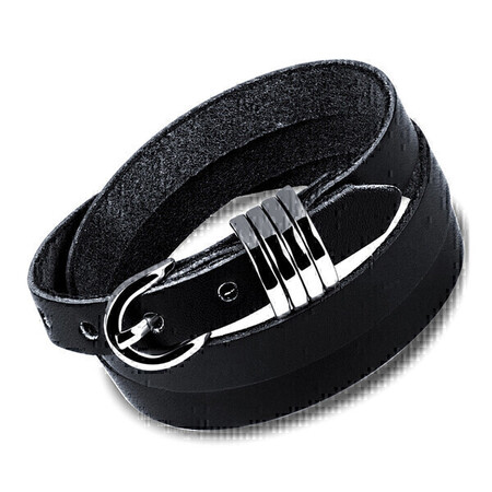 Genuine Leather Wrap Bracelet | Black