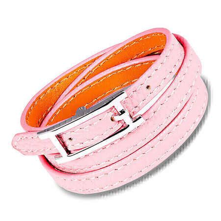 Genuine Leather Wrap Bracelet | Pink