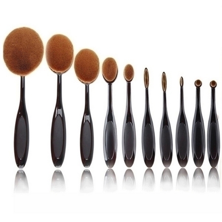 Elite 10pc Cosmetic Oval Makeup Brush Set