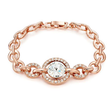Linked Bracelet Embellished with Crystals from Swarovski -Rose Gold
