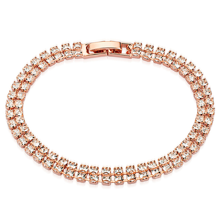 Double-row Tennis Bracelet Embellished with Crystals from Swarovski