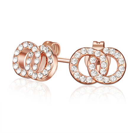 Interlinked Earrings Embellished with Crystals from Swarovski -Rose Gold