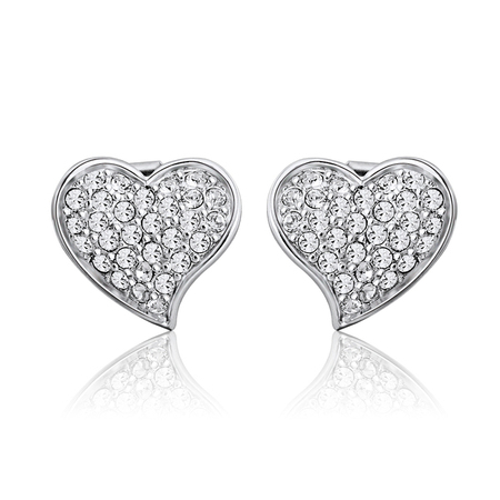 Side Heart Earrings Embellished with Crystals from Swarovski