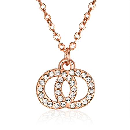 Interlinked Necklace Embellished with Crystals from Swarovski -Rose Gold