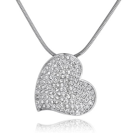 Side Heart Necklace Embellished with Crystals from Swarovski