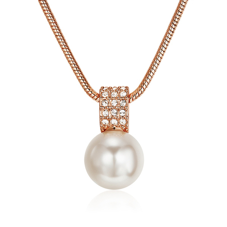 Pendant Necklace Embellished with Crystals from Swarovski -Rose Gold