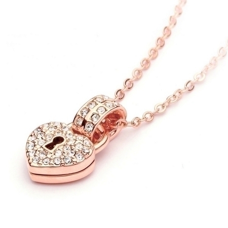 Pave Heart Pendant Necklace Ft Crystals from Swarovski -Rose Gold