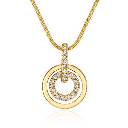 Circle-in-Circle Pedant and Chain - Gold Embellished with Crystals from Swarovski
