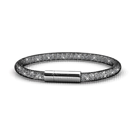 Mesh Single Wrap Bracelet Embellished with Crystals from Swarovski -Black