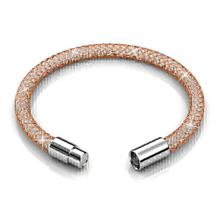 Mesh Single Wrap Bracelet Embellished with Crystals from Swarovski -Pink Fire