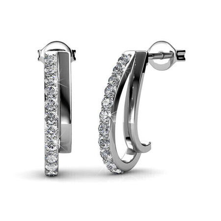 Evolve White Gold Earrings Embellished with Crystals from Swarovski