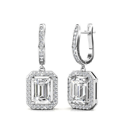 Dutchess White Gold Earrings Embellished with Crystals from Swarovski