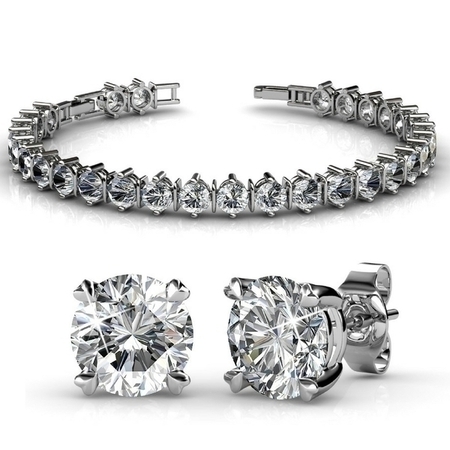 2pc Bracelet & Studs Set Embellished with Crystals from Swarovski