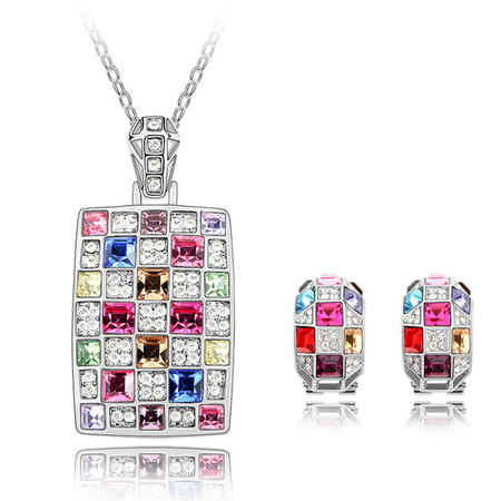 Matching Pave Mosaic Set Embellished with Crystals from Swarovski -WG