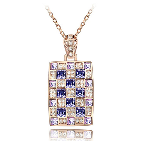 Pave Mosaic Pendant Necklace Embellished with Crystals from Swarovski -RG