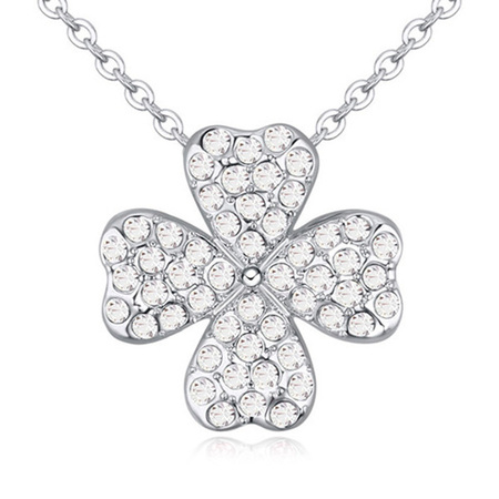 Pave Clover Pendant Necklace Embellished with Crystals from Swarovski