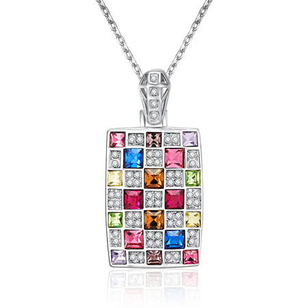 Pave Mosaic Pendant Necklace Embellished with Crystals from Swarovski