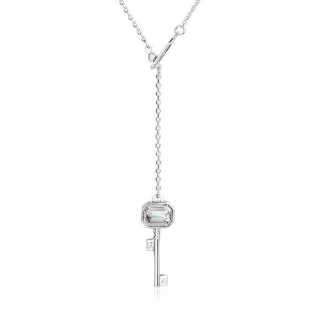 Key Pendant Necklace Embellished with Crystals from Swarovski
