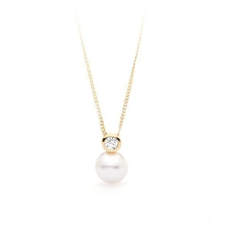 White Pearl Pendant Set Embellished with Crystals from Swarovski