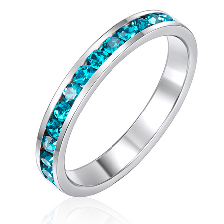 Stackable Ring - White Gold w Blue Embellished with Crystals from Swarovski