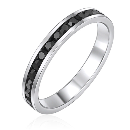 Stackable Ring - White Gold w Black Embellished with Crystals from Swarovski