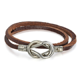 Genuine Cow Leather 2 row infinite wrap bracelet