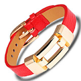 Genuine Leather Buckle Bracelet | Red